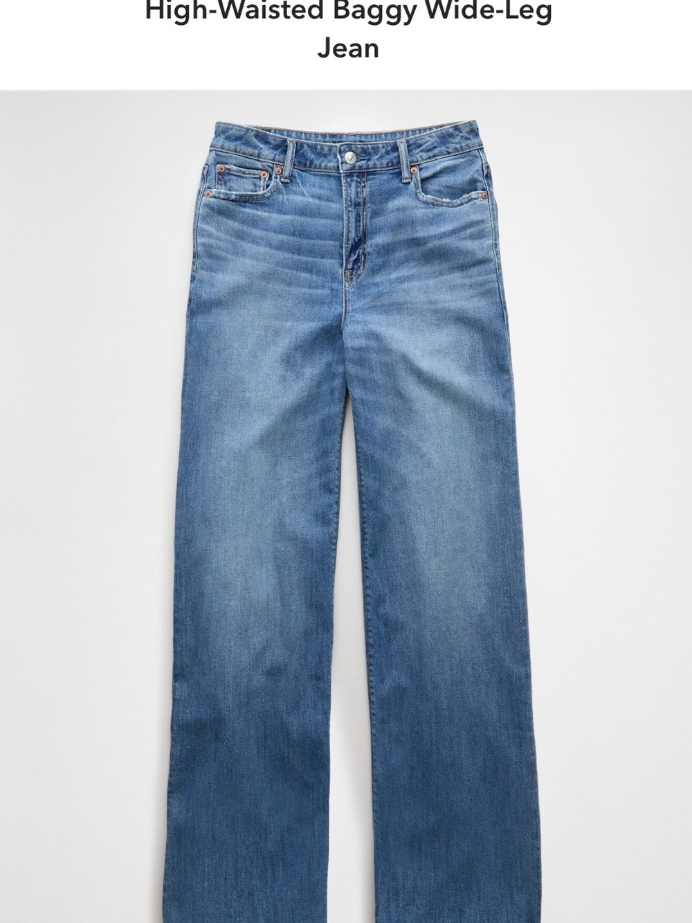 American Eagle High-Waisted Baggy Wide-Leg Jeans - Medium Blue